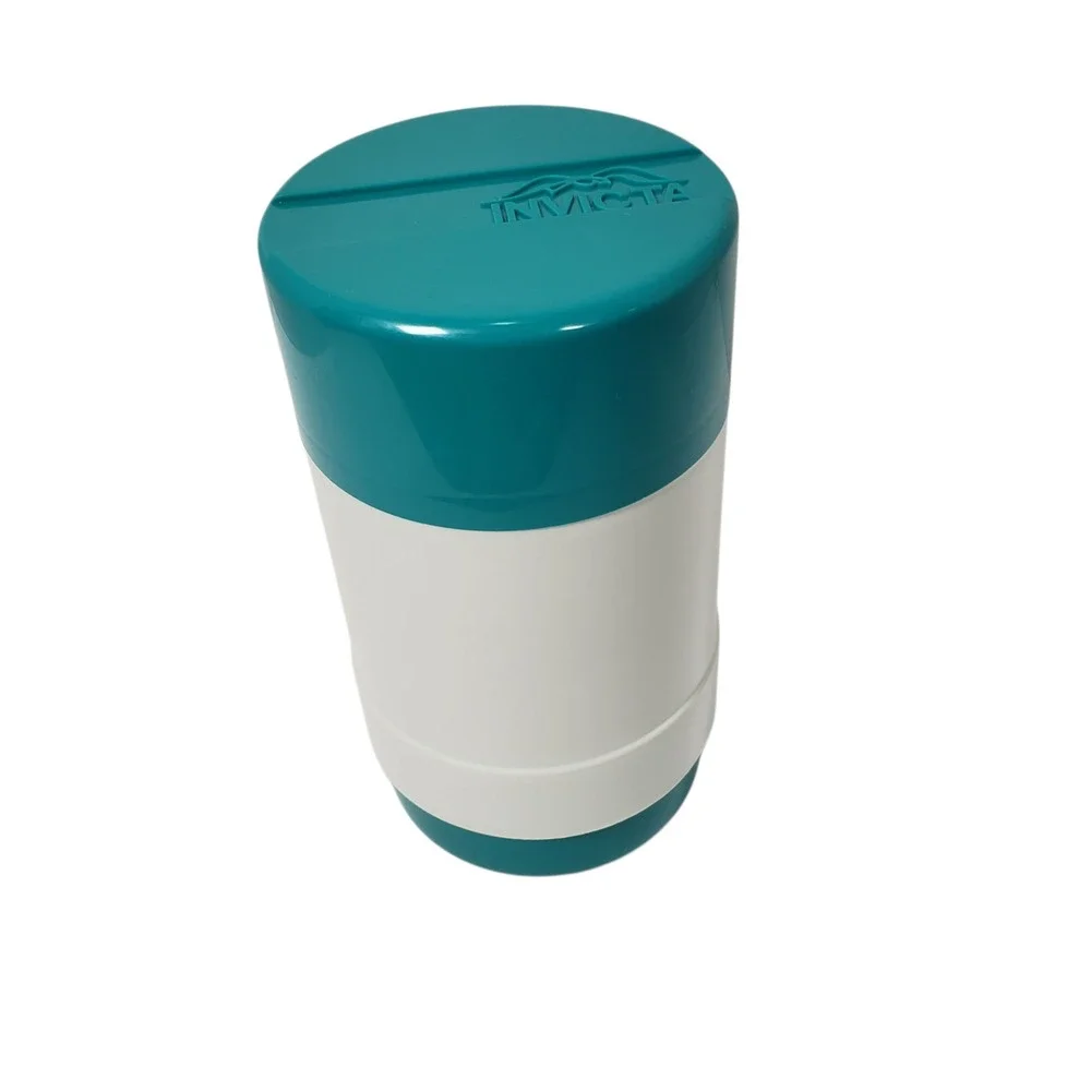 Vintage Invicta Thermal Food Jar Container Teal White‎ Insulated Camping Lunch